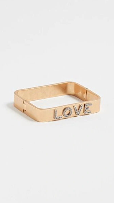 Shop Tory Burch Love Message Bracelet In Yellow Gold