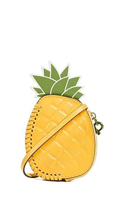 Shop Tory Burch Pineapple Coin Pouch Key Fob In Cassia/leaf Green