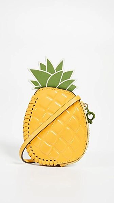 Shop Tory Burch Pineapple Coin Pouch Key Fob In Cassia/leaf Green