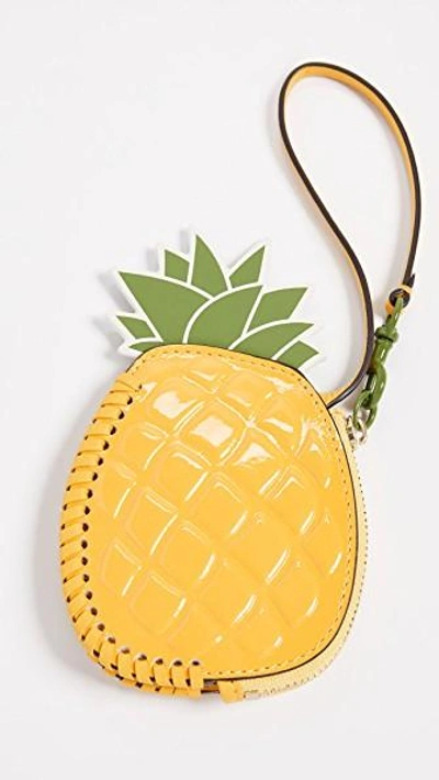 Shop Tory Burch Pineapple Coin Pouch Key Fob In Cassia/leaf Green