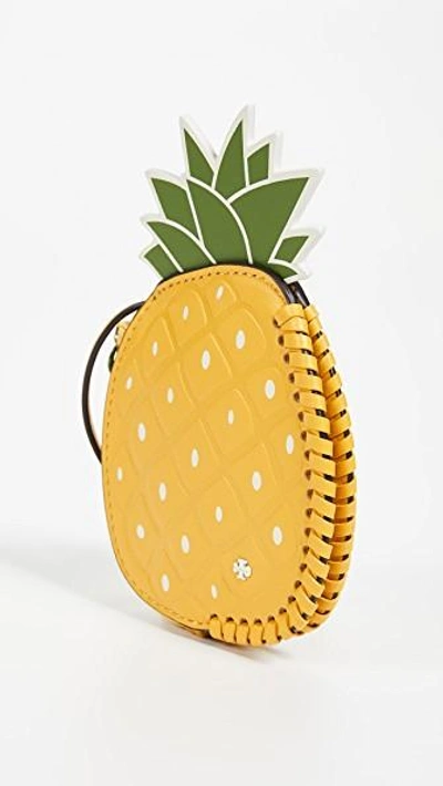 Shop Tory Burch Pineapple Coin Pouch Key Fob In Cassia/leaf Green