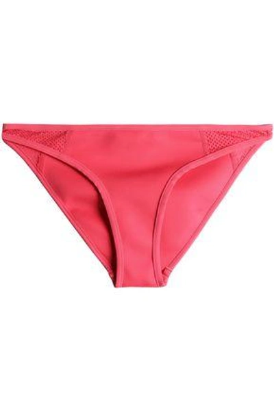Shop Stella Mccartney Woman Mesh And Neoprene Low-rise Bikini Briefs Bright Pink