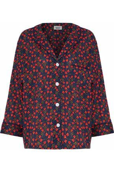 Shop Sleepy Jones Floral-print Cotton Pajama Shirt In Red