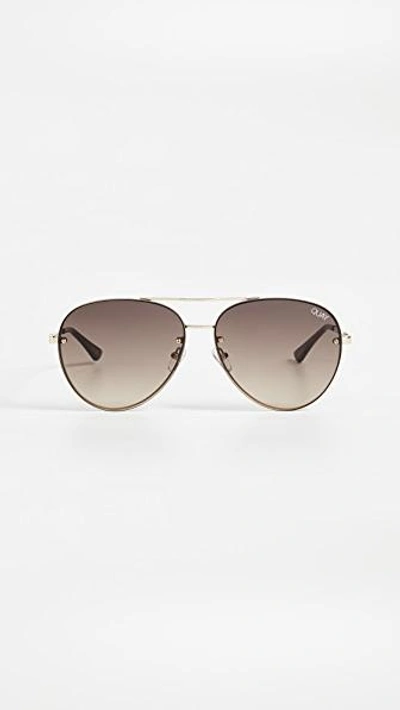 Shop Quay Cool Innit Sunglasses In Gold/smoke