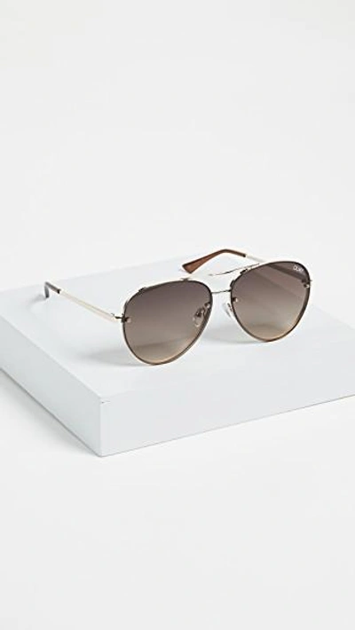 Shop Quay Cool Innit Sunglasses In Gold/smoke
