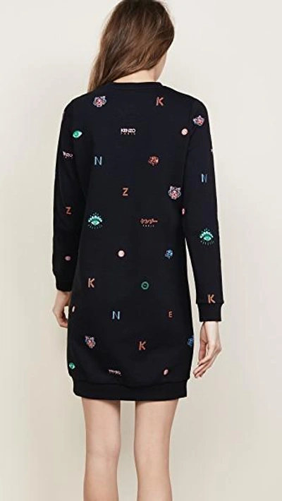 Shop Kenzo Icon Sweatshirt Dress In Black