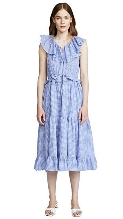 Shop Birds Of Paradis Nell Dress In Blue/white