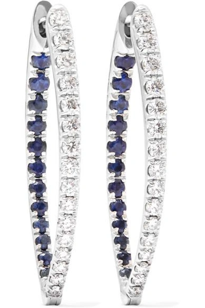 Shop Melissa Kaye Christina 18-karat White Gold, Diamond And Sapphire Earring