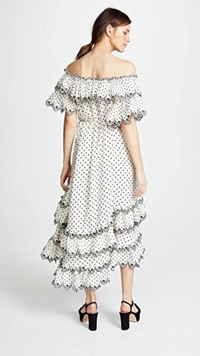 Shop Zimmermann Jaya Scallop Tiered Long Dress In Cream/black