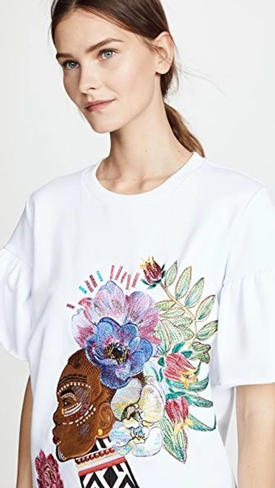 Shop Katya Dobryakova Woman With Flowers Sweatshirt In White