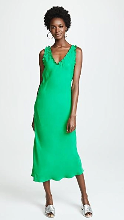 Shop Tibi Ruffle Bias Dress In Green