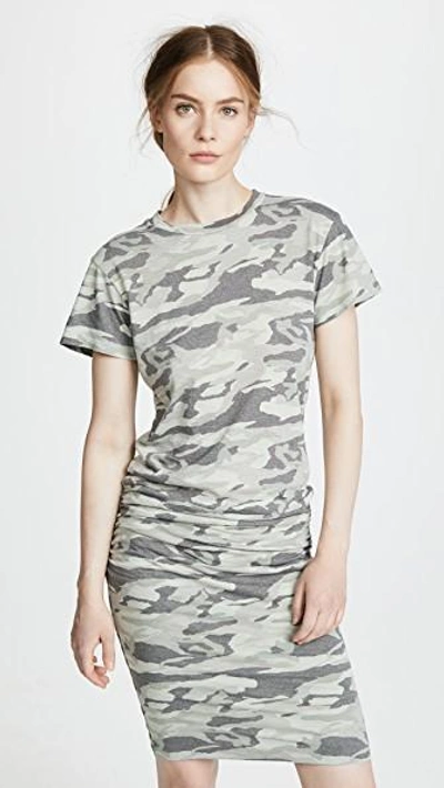 Shop Monrow Camo Shirred Dress In Light Olive