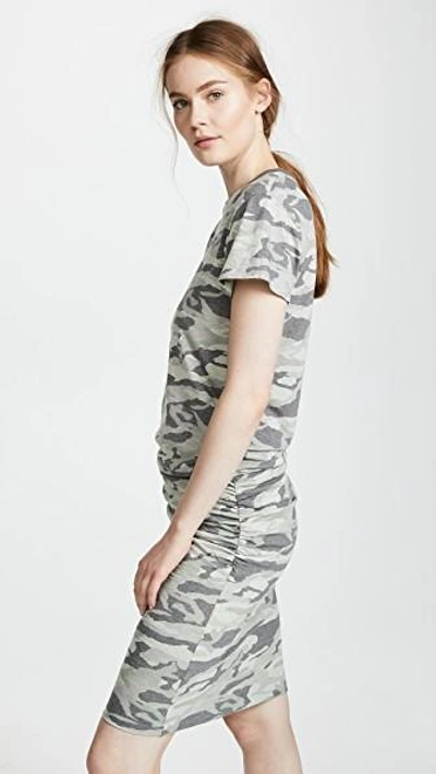 Shop Monrow Camo Shirred Dress In Light Olive