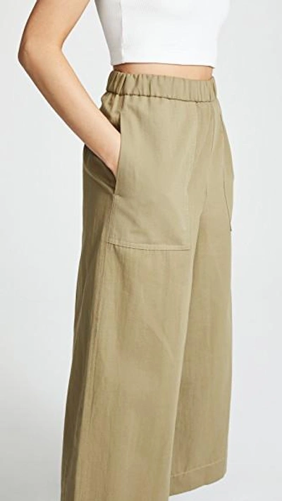 Shop Twenty Tees Clark Canvas Wide Leg Culottes In Military Green