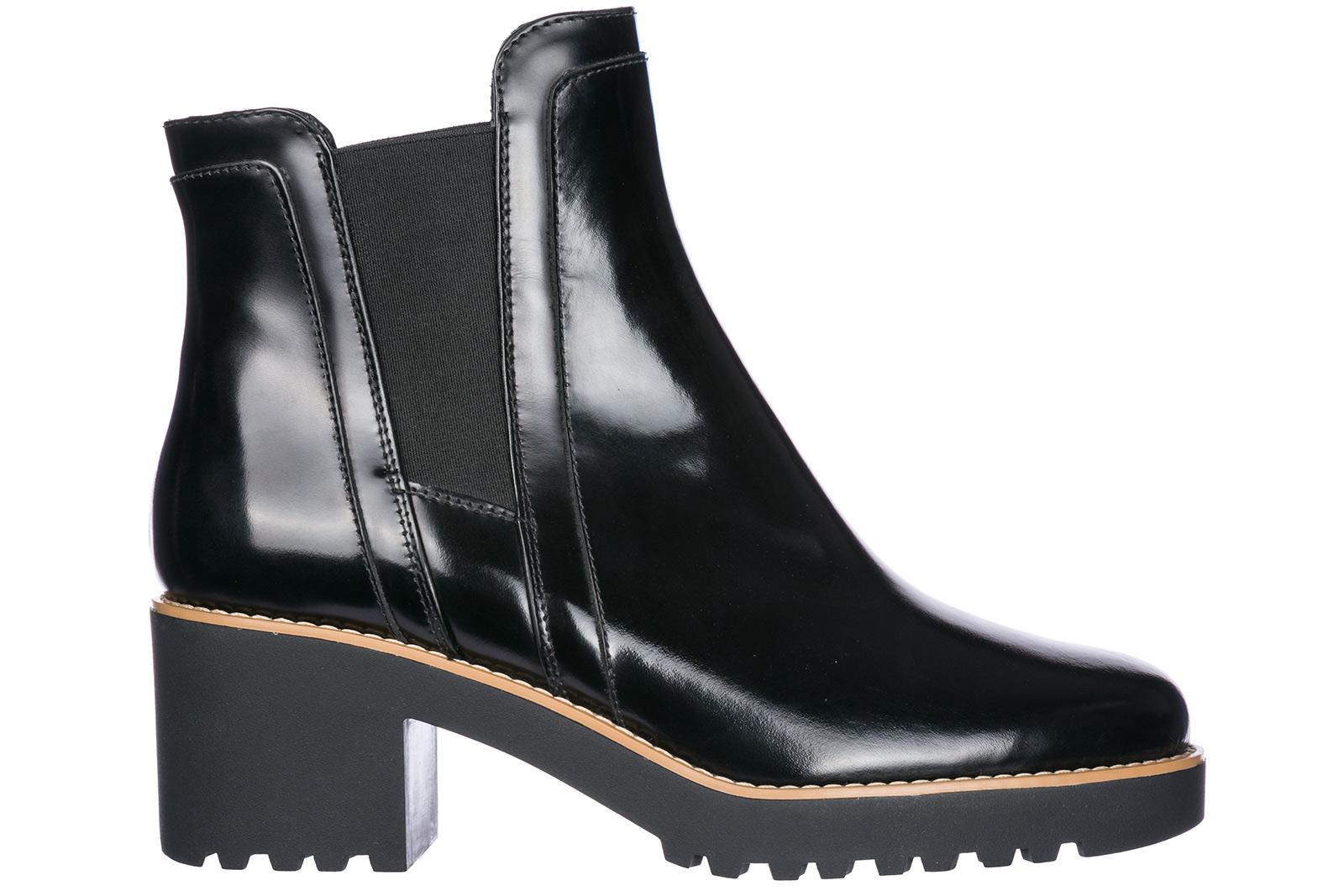 Hogan Damen Leder Stiefeletten Stiefel Ankle Boots Mit Absatz H277 In Black Modesens