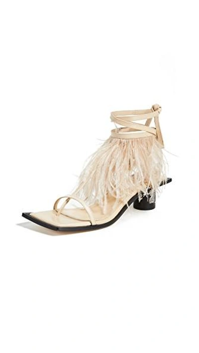 Shop Helmut Lang Gladiator Feather Mid Heel Sandal