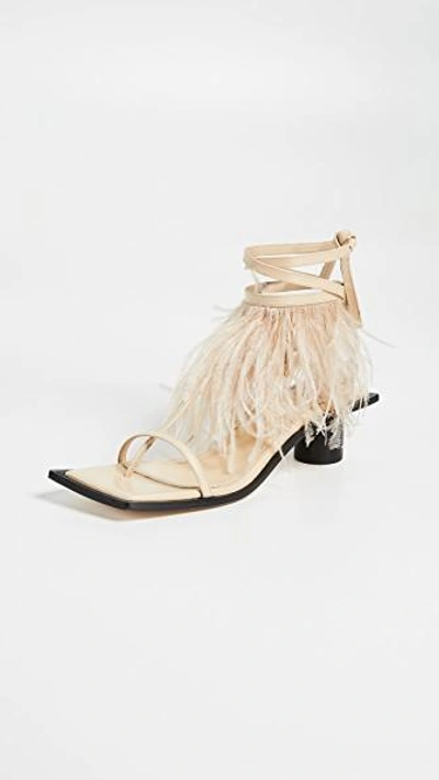 Shop Helmut Lang Gladiator Feather Mid Heel Sandal