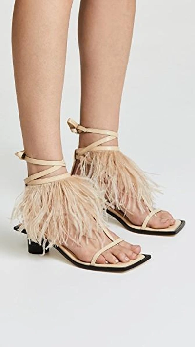 Shop Helmut Lang Gladiator Feather Mid Heel Sandal