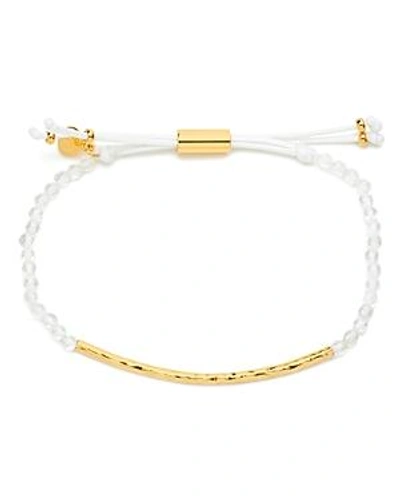 Shop Gorjana Gold-tone Stone Beaded Bracelet In Clear Quartz/gold