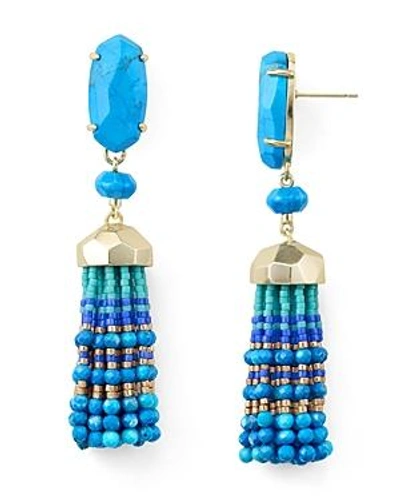 Shop Kendra Scott Dove Tassel Drop Earrings In Blue/gold