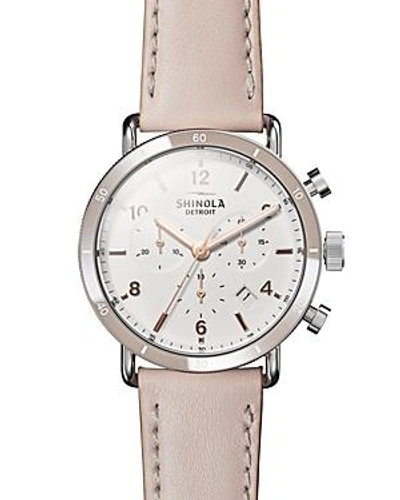 Shop Shinola Canfield Pink Strap Sport Chronograph, 40mm In White/pink