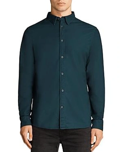 Shop Allsaints Huntingdon Slim Fit Button-down Shirt In Dark Gull