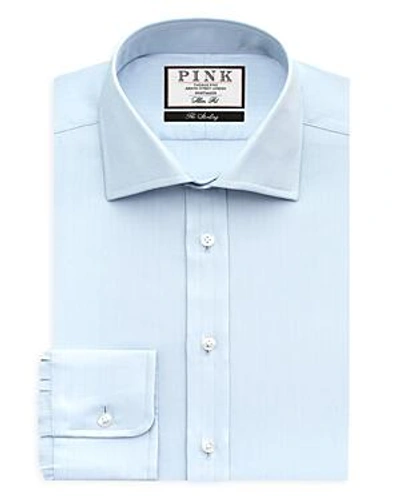 Shop Thomas Pink Timothy Herringbone Texture Dress Shirt - Bloomingdale's Regular Fit In Pale Blue