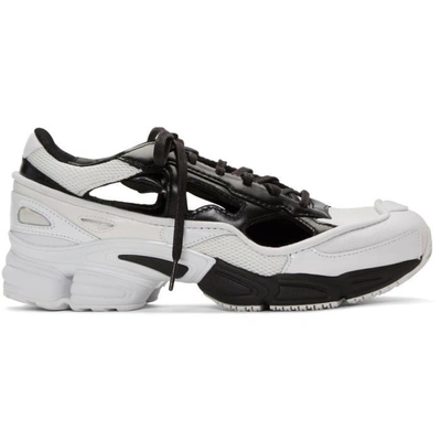 Shop Raf Simons Black And White Adidas Originals Edition Ozweego Replicant Sneakers In 01099 Whtbk