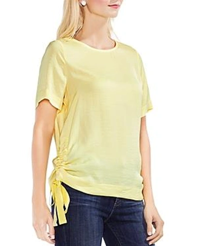 Shop Vince Camuto Side Drawstring Crinkle Top In Lemon Cream