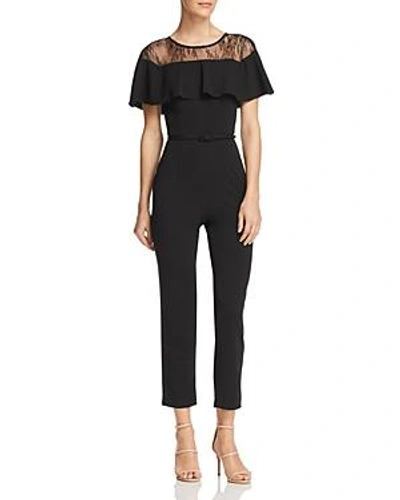 Shop Adrianna Papell Lace-inset Jumpsuit In Black