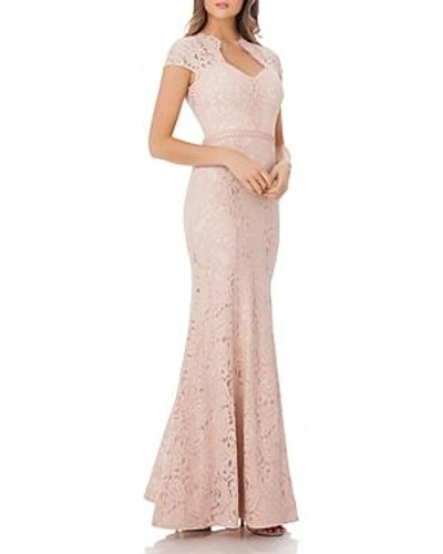 Shop Js Collections Lace Mermaid Gown In Blush