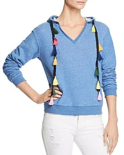 Shop Honey Punch Tassel Hooded Sweatshirt In Blue
