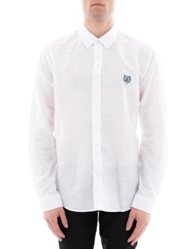 Shop Kenzo White Linen Shirt