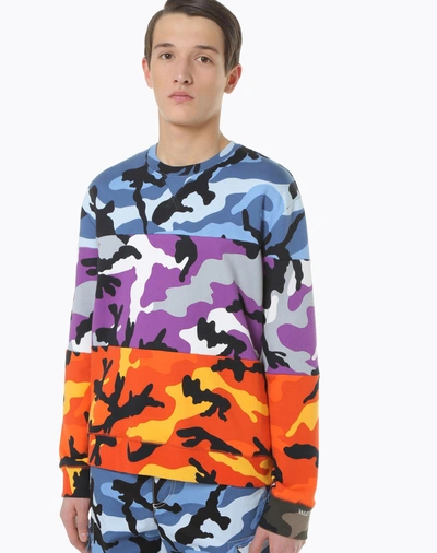 Shop Valentino Camou Shuffle Crew-neck Sweatshirt In Multicolored