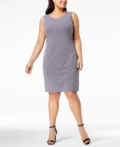 Shop Calvin Klein Plus Size Dot-print Sheath Dress In Twilight/cream