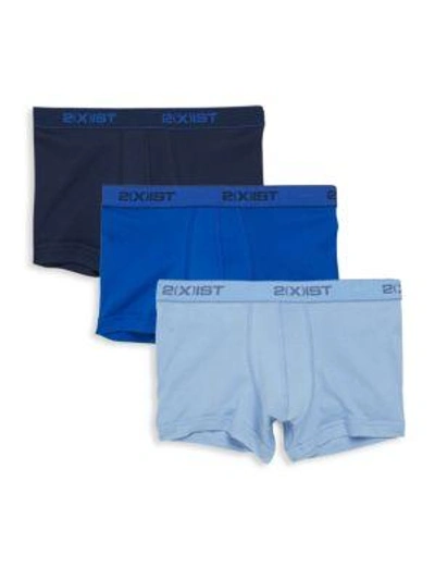 Shop 2(x)ist Cotton Elasticized Waist Trunks- Set Of 3 In Navy Combo