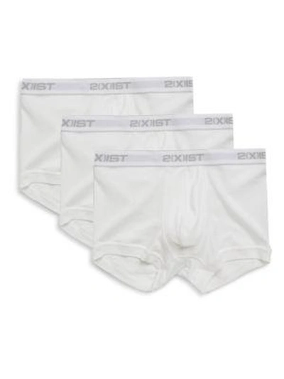 2(x)ist Cotton Elasticized Waist Trunks- Set Of 3 In Navy Combo