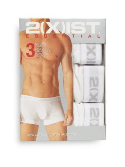 2(x)ist Cotton Elasticized Waist Trunks- Set Of 3 In Navy Combo