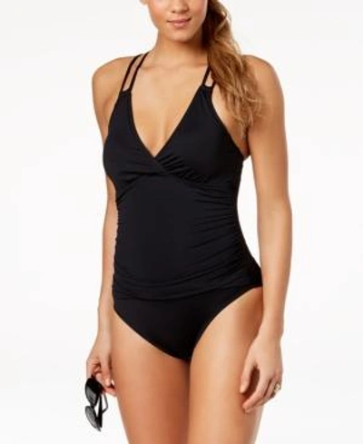 Shop La Blanca Island Goddess Underwire Tummy Control Cross-back One-piece Swimsuit Women's Swimsuit In Black