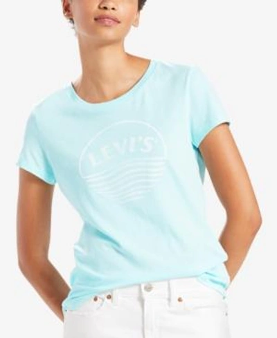 Shop Levi's Cotton Logo Graphic T-shirt In Simple Sunset Iced Aqua (macy's Exclusive)