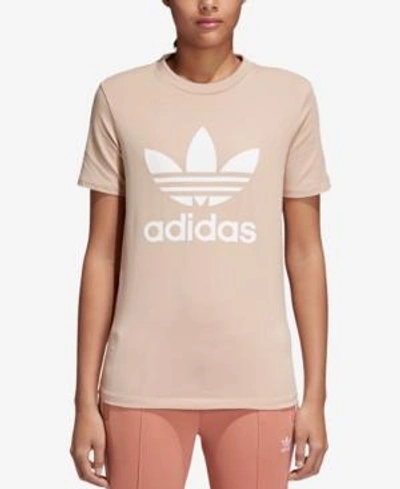 Shop Adidas Originals Adicolor Cotton Trefoil T-shirt In Ash Pearl / White