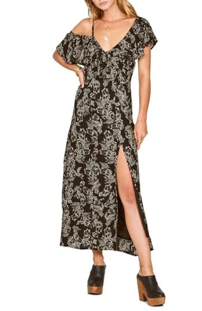 Shop Amuse Society Midnight Flower Asymmetrical Maxi Dress In Black Sands