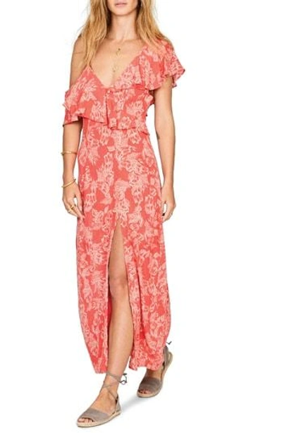 Shop Amuse Society Midnight Flower Asymmetrical Maxi Dress In Rebel Red