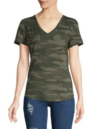 Shop Sweet Romeo Camouflage V-neck Tee In Green