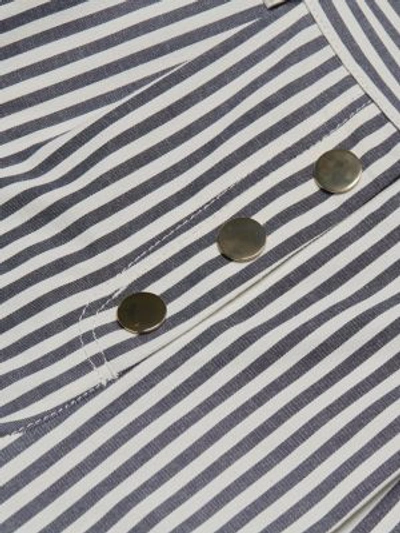 Shop Derek Lam 10 Crosby Striped Cotton-blend Shorts In White Blue