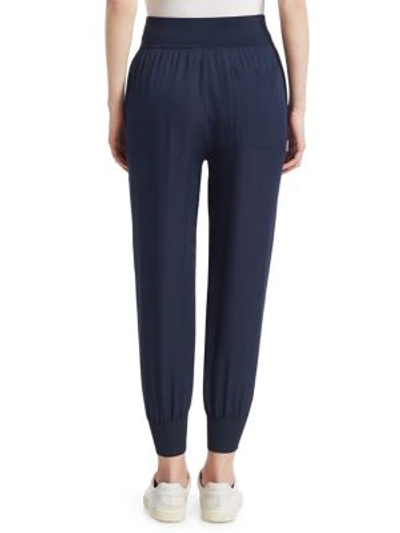 Shop Theory Silk Jogger Pants In Navy