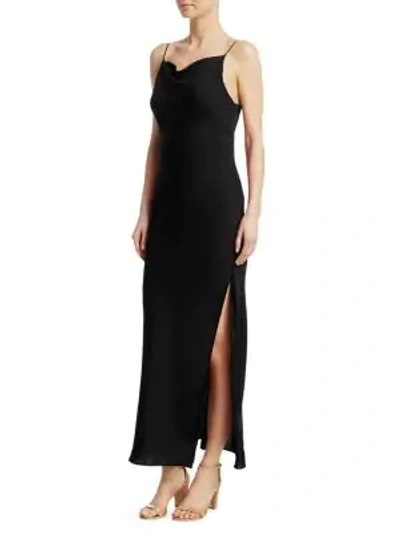 Shop Theory Draped Back Silk Gown In Black