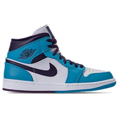 Shop Nike Men's Air Jordan 1 Mid Retro Basketball Shoes, Blue
