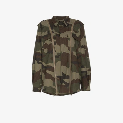Shop Faith Connexion Camouflage Jacket With Zip Detail In Green