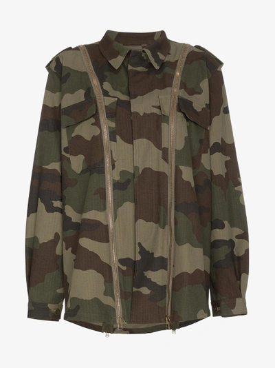 Shop Faith Connexion Camouflage Jacket With Zip Detail In Green